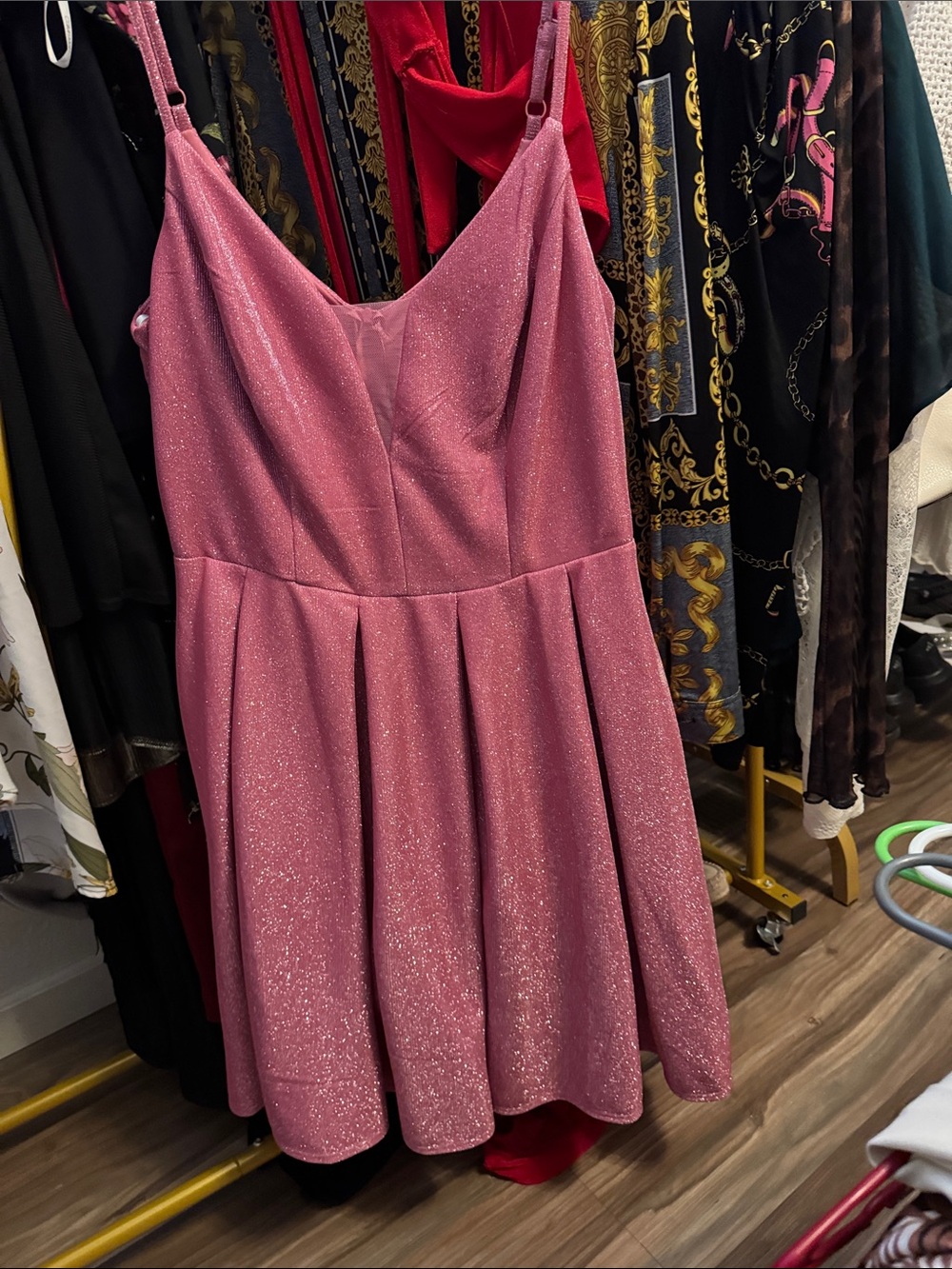 B Darlin Sparkle Pink A-Line Mini Dress